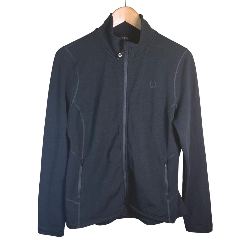 Kerrits Stable Temp Merino Wool Jacket Women Large Black Full Zip Equestrian